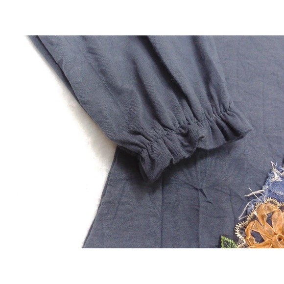 Simply Couture Tunic Top Womens Large Blue Floral Denim Patchwork Western - Picture 5 of 13